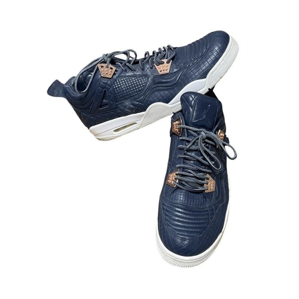 Air Jordan IV 4 Retro Premium Obsidian Mens Size 17 Sneaker Shoes Leather Navy